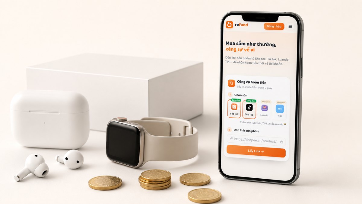 Hoàn tiền đồ công nghệ Shopee với app Refund
