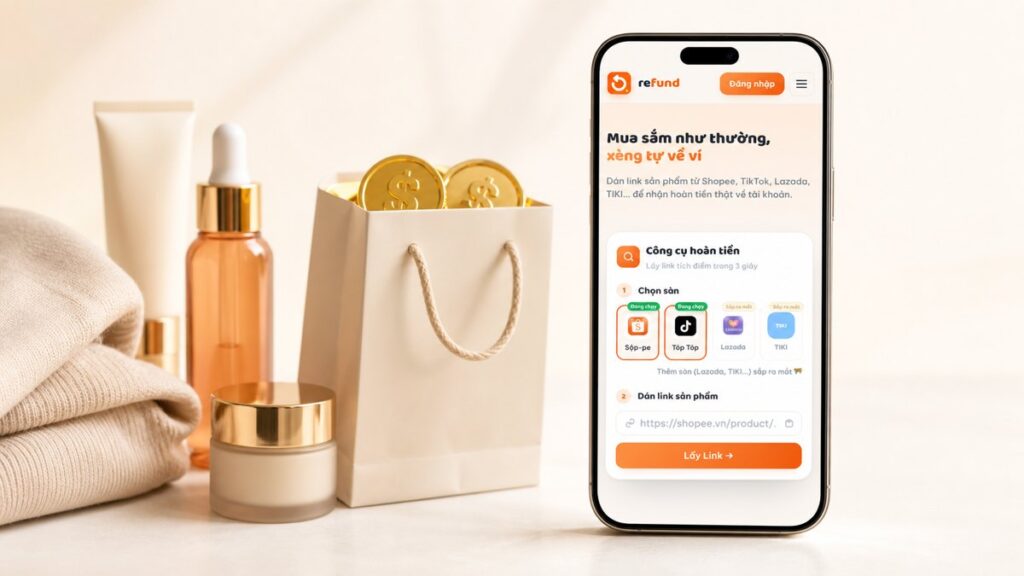 Hoàn tiền mỹ phẩm thời trang Shopee với app Refund