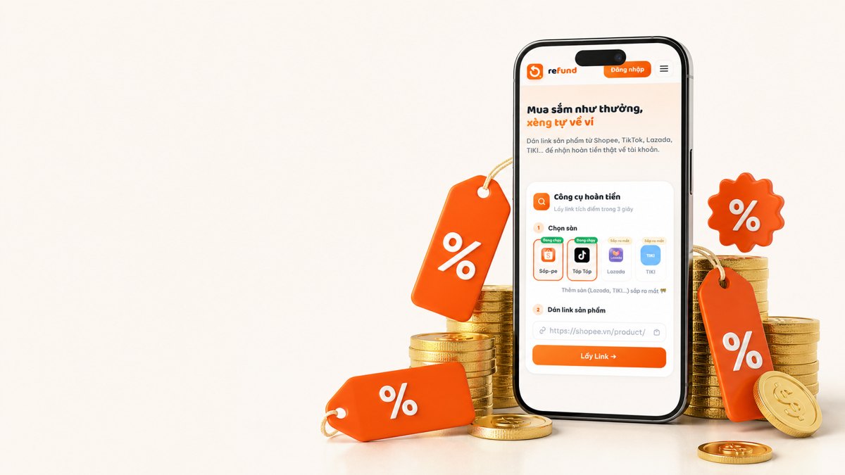 Săn sale Shopee kèm hoàn tiền cộng dồn với app Refund