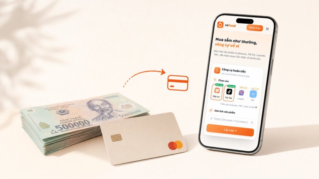Rút tiền hoàn về ngân hàng trên app hoàn tiền Refund